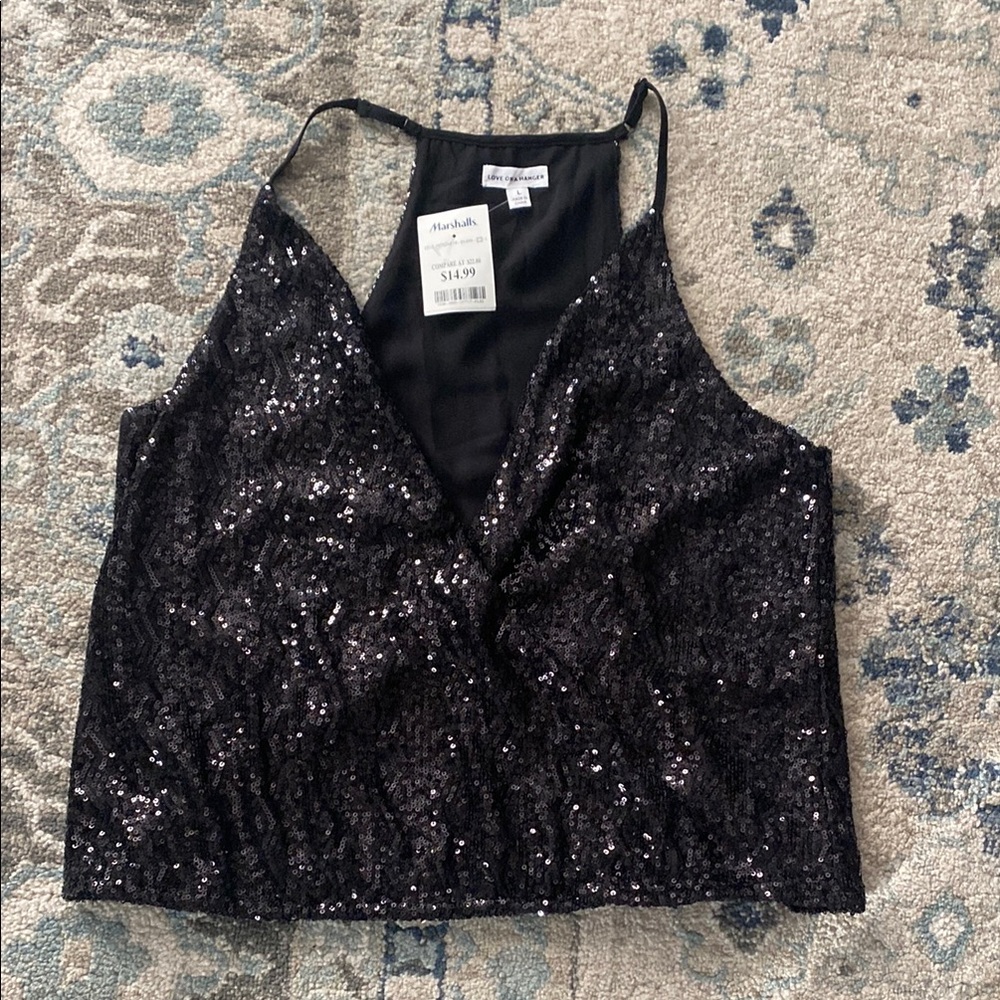 Black Sequin Women's Top
